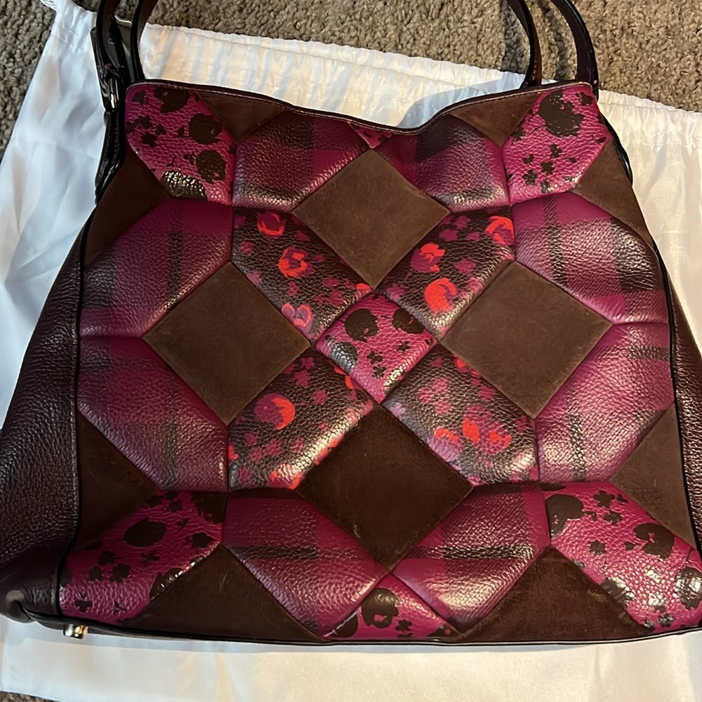 Coach Patchwork Hobo Bag in Plum and Brown - Picture 12 of 12